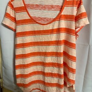 Lane Bryant Orange and Cream Striped Tee